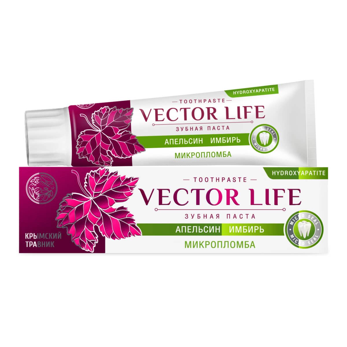 Зубная паста "VECTOR LIFE" МИКРОПЛОМБА с апельсином и имбирём — изображение 1